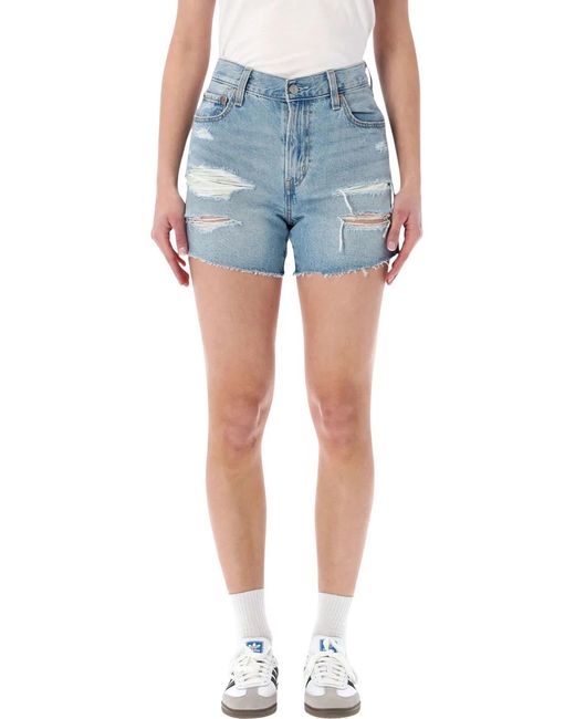 Levi's Blue Ribcage Denim Shorts