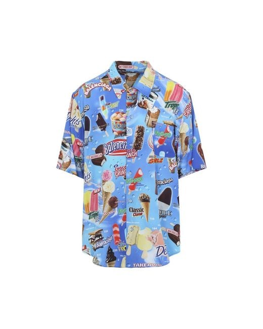 Balenciaga Blue S/S Minimal Shirt for men