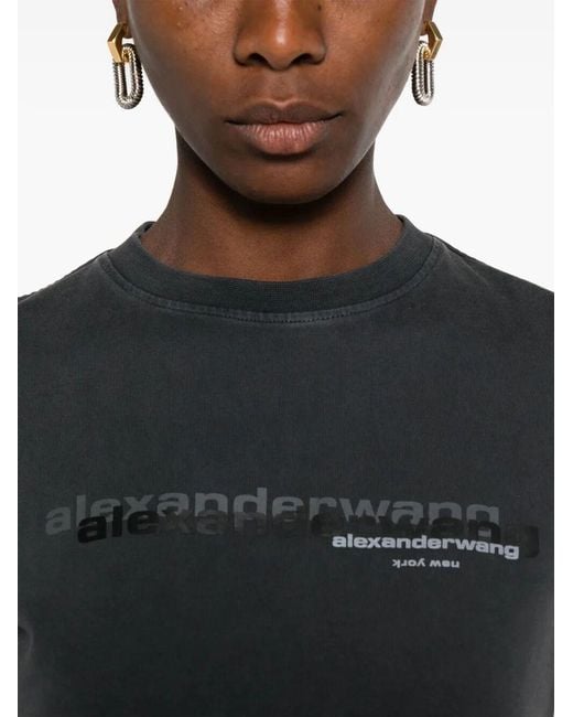 Alexander Wang Black Shrunken Logo Tee