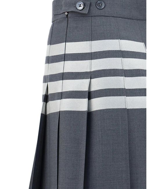 Thom Browne Blue Wool Mini Skirt