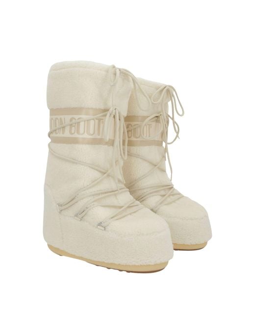 Moon Boot White Icon Fleece Snow Boots