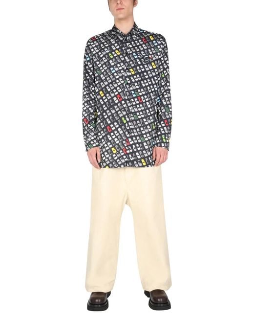 Bottega Veneta Blue Shirt With Allover Print for men