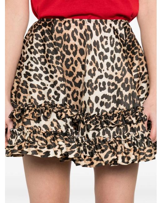 Ganni White Leopard Skirt
