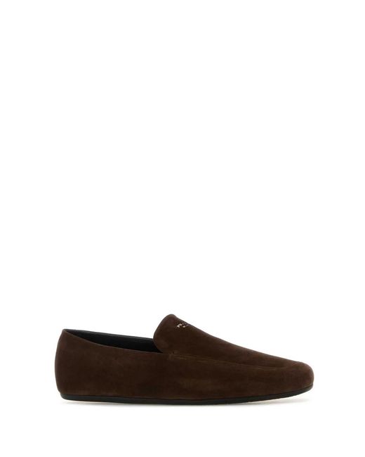 Prada Brown Suede Loafers for men
