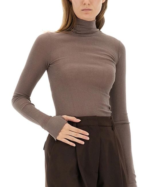 Lemaire Brown Nude Wool Top