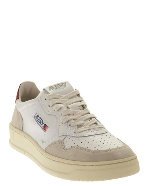 Autry White Medalist Low Leather And Suede Sneakers for men