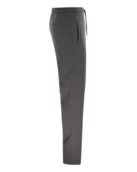 Brunello Cucinelli Gray Techno Cotton Fleece Trousers for men