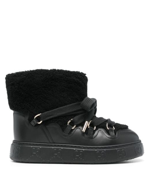 Gucci Black Faux Shearling Ankle Boots