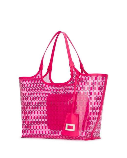 Roger Vivier Pink Geometric-Pattern Tote Bag