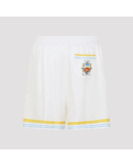 Casablanca White Silk Flower Court Icon Shorts for men