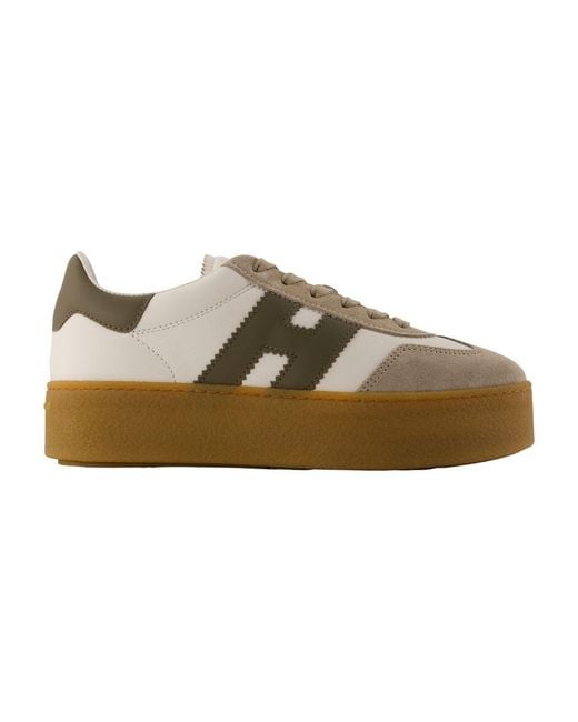 Hogan Brown Logo-Patch Platform Sneakers