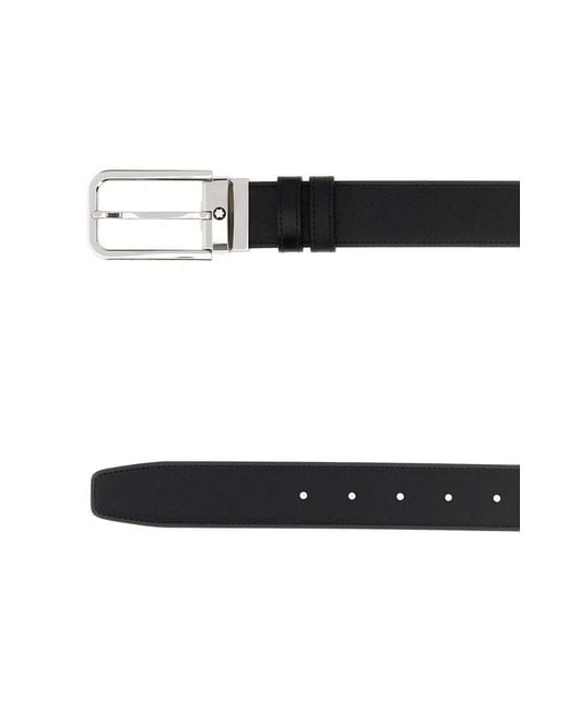 Montblanc Black Leather Reversible Belt for men