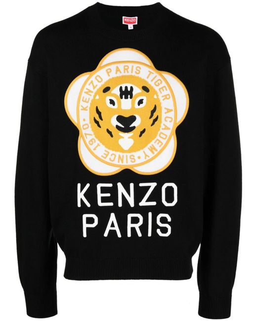 KENZO Black Jersey With Logo for men