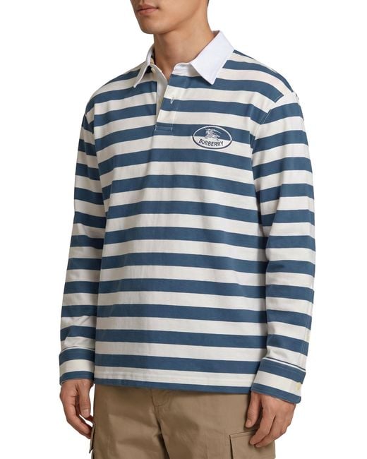 Burberry Blue Knight Stamp Rugby Shirt for men
