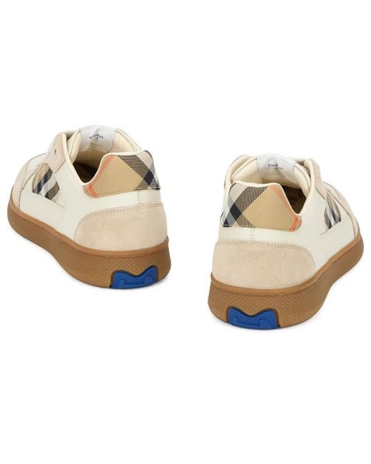 Burberry White Sneakers With Tartan Details for men