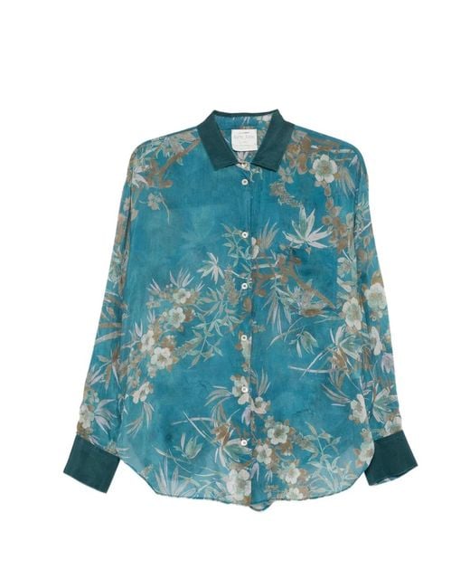 Forte_forte Blue Cotton And Silk Printed Shirt