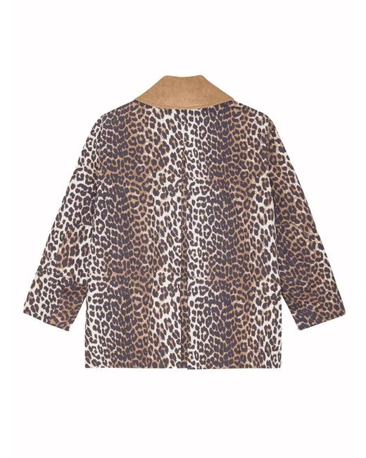 Ganni Brown Leopard Print Midi Jacket