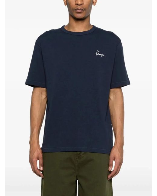 KENZO Blue "Gots Archive Rose Outlined" Classic T-Shirt for men
