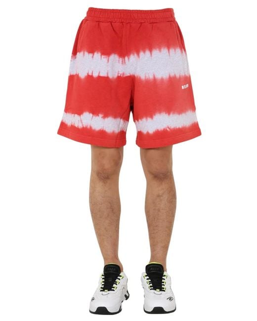 MSGM Red Bermuda With Drawstring for men
