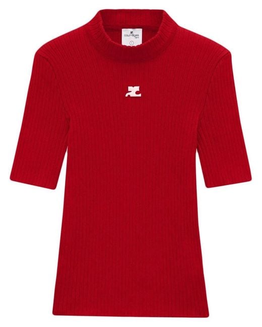 Courreges Red Courregès Cotton Blend Knit Top