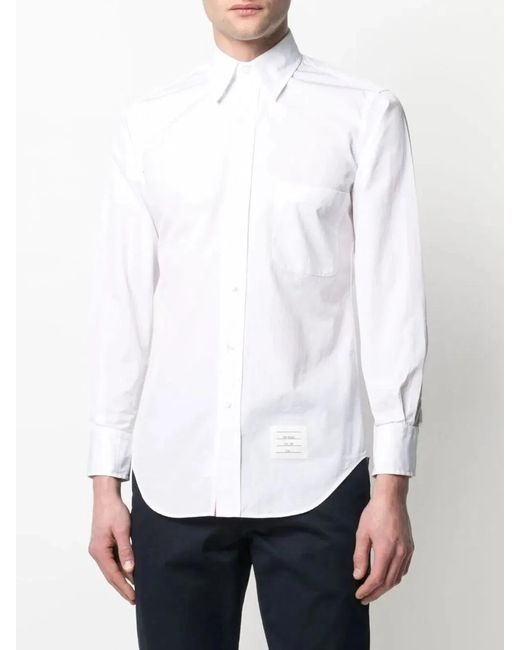 Thom Browne White Classic L/S Bd Pc Shirt W/ Cf Gg Placket for men