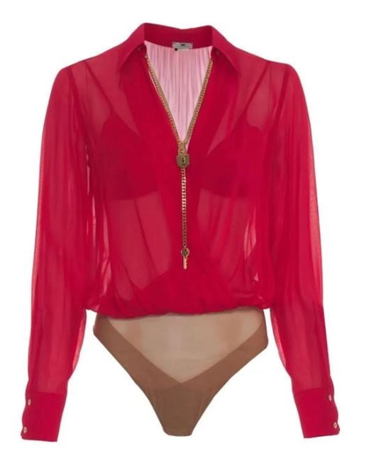 Elisabetta Franchi Red Passion Stretch Fabric Shirt