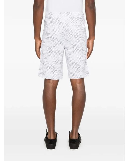 Karl Lagerfeld White Logo-Pattern Drawstring Shorts for men