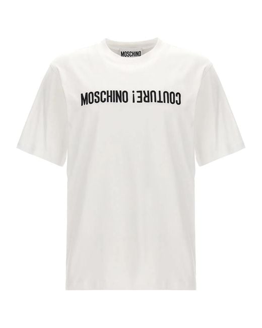 Moschino White Logo Embroidery T-Shirt for men