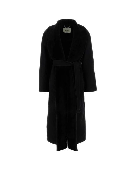 Fendi Black Wool Blend Coat