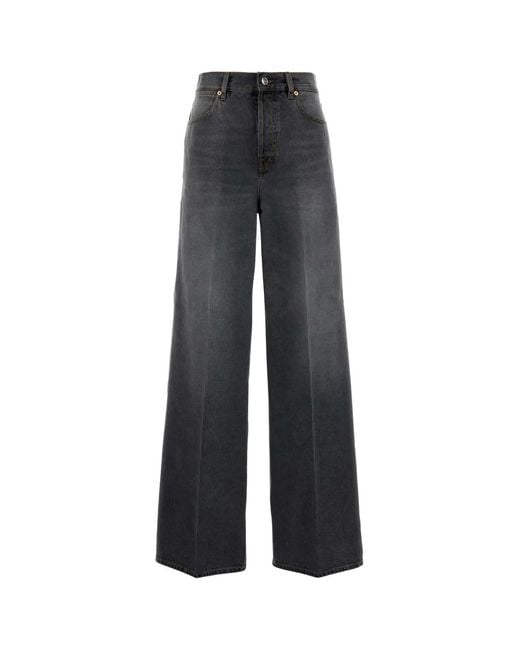 Gucci Black Pressed-Crease Wide-Leg Jeans