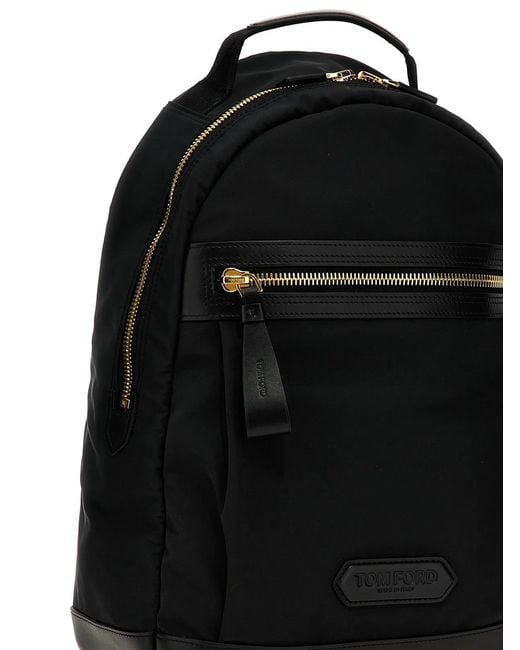 Tom Ford Black Logo Backpack for men