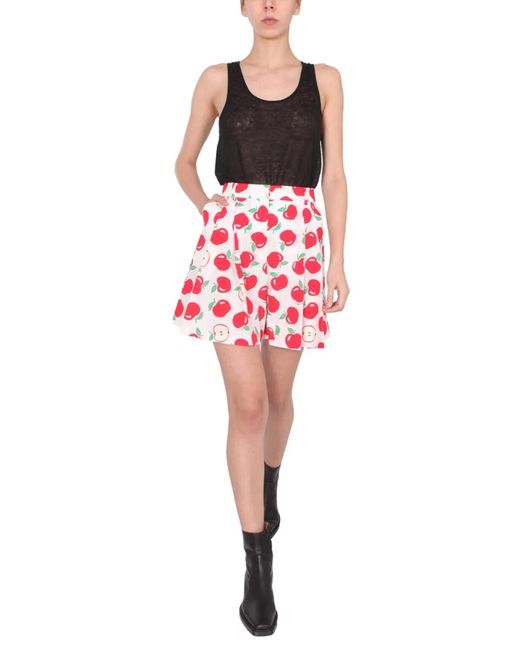 Boutique Moschino Red Cotton Poplin Shorts