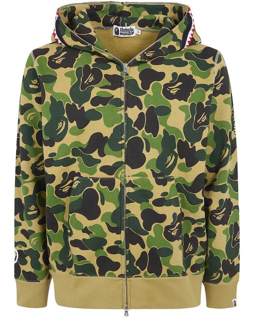 A Bathing Ape Green "Abc Camo 2Nd Shark Full Zip Hoodie Sweatshirt