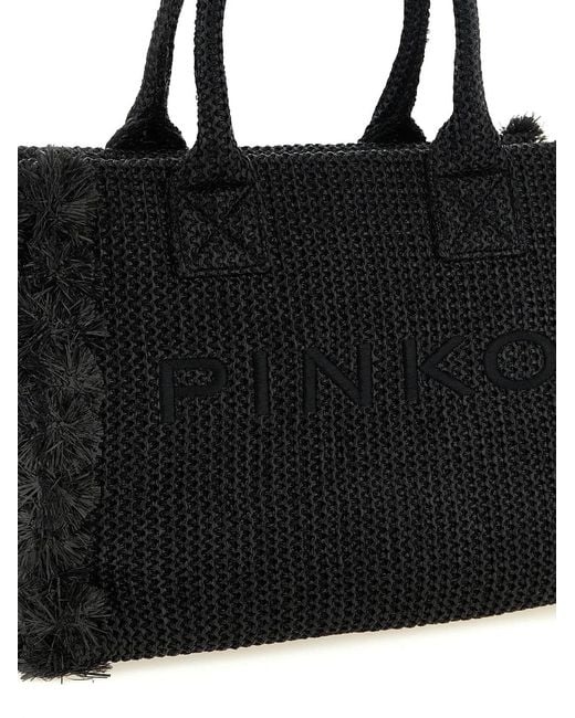 Pinko Black 'Beach' Large Shopping Bag