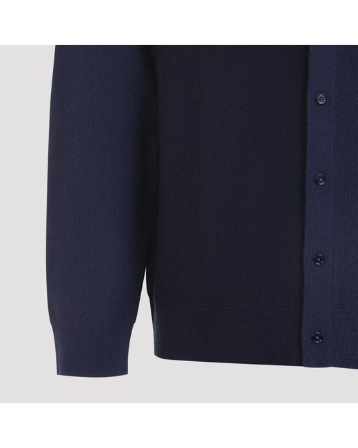 Paul Smith Blue Very Dark Wool Knit Cardigan Shirt for men
