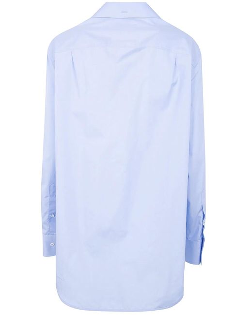 Maison Margiela Blue Blouse With Folded Collar