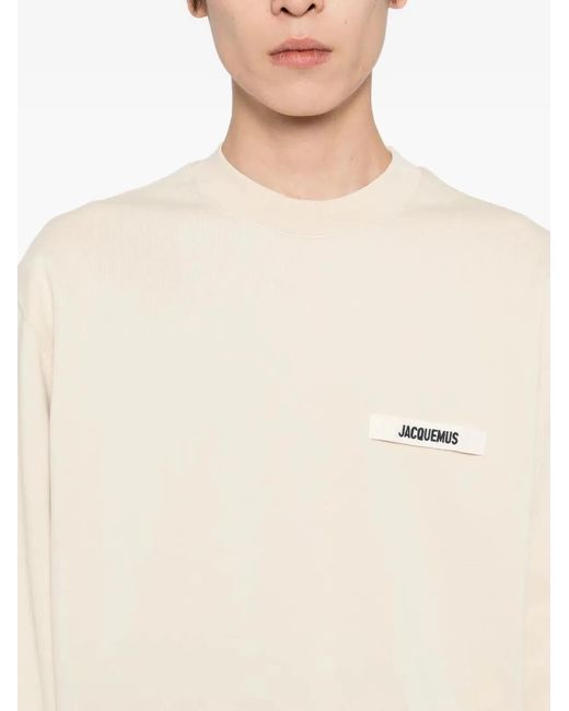 Jacquemus Natural "Le Sweatshirt Gros Grain" Round Neck Sweatshirt for men