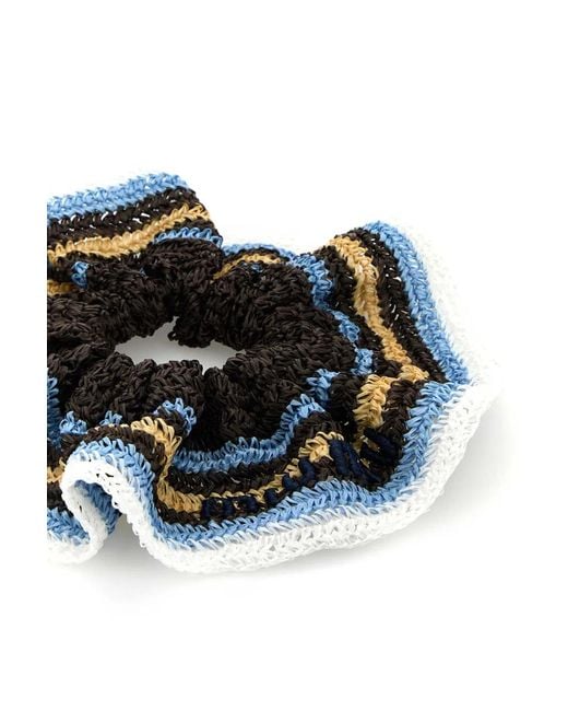Miu Miu Black Embroidered Rafia Scrunchie