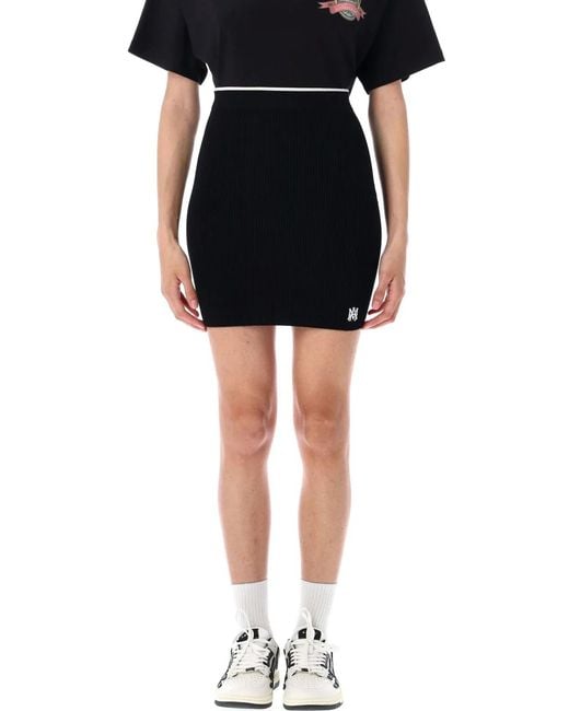 Amiri Black Ma Mini Skirt Knit Rib