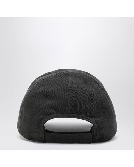Balenciaga Black Baseball Cap With Graphic Logo Patch for men