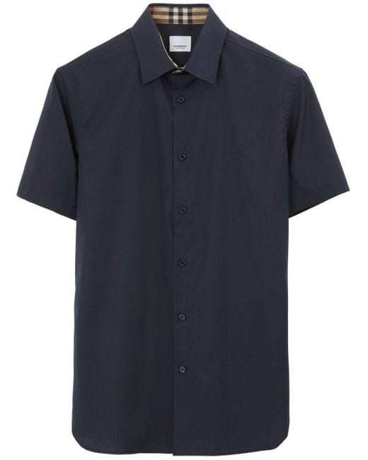 Burberry Blue Ekd-Motif Cotton Shirt for men