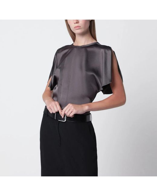 Victoria Beckham Gray Bela Satin Viscose Top