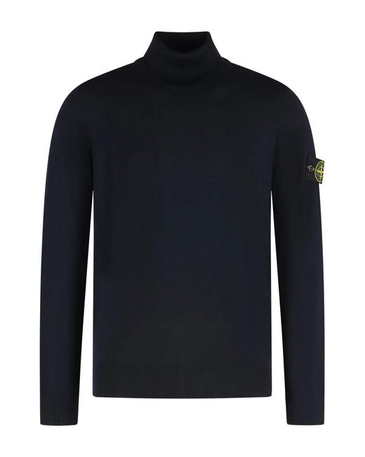 Stone Island Blue Sweater With Turtleneck for men