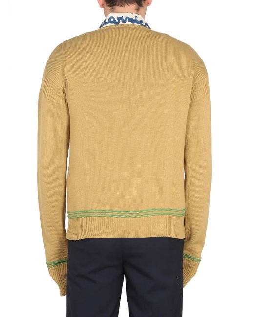 Marni Green Knit Sweatshirt With Logo for men