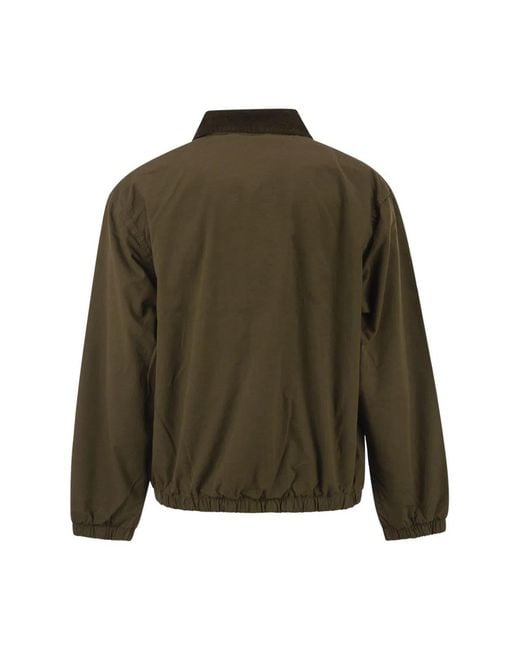 Carhartt Green Cotton Zip-Up Jacket With Corduroy Collar