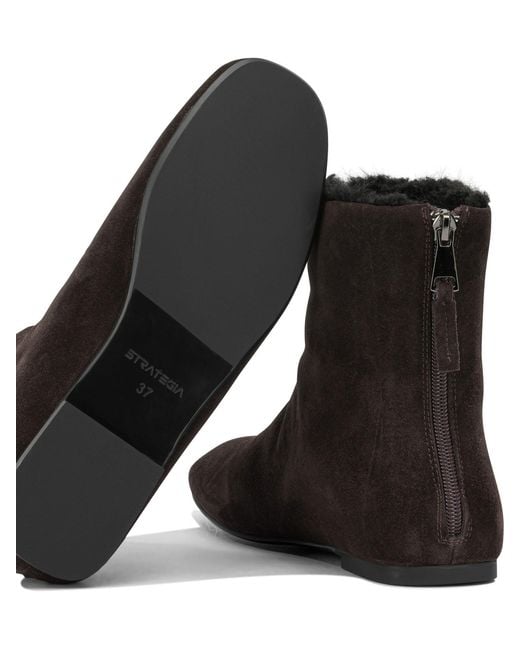 Strategia Black Suede Leather Boots Ankle