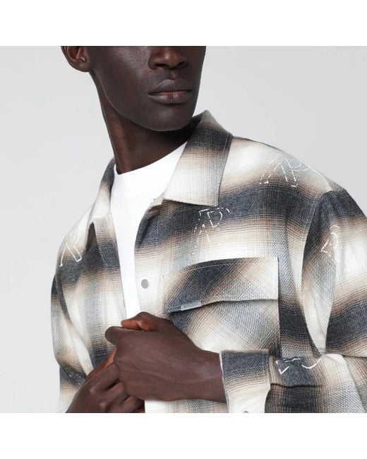 Represent White Milkcolored Flannel Checked Shirt for men