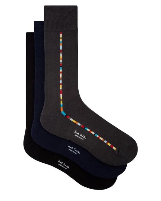 Paul Smith Black 3Pack Socks With Logo for men
