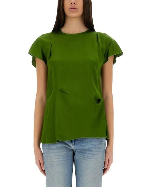 Victoria Beckham Green Tops With Folds