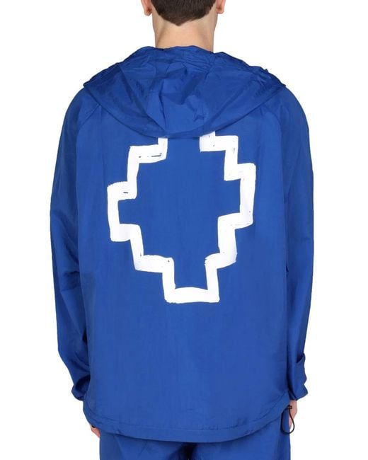 Marcelo Burlon Blue Cross Print Windbreaker Jacket for men